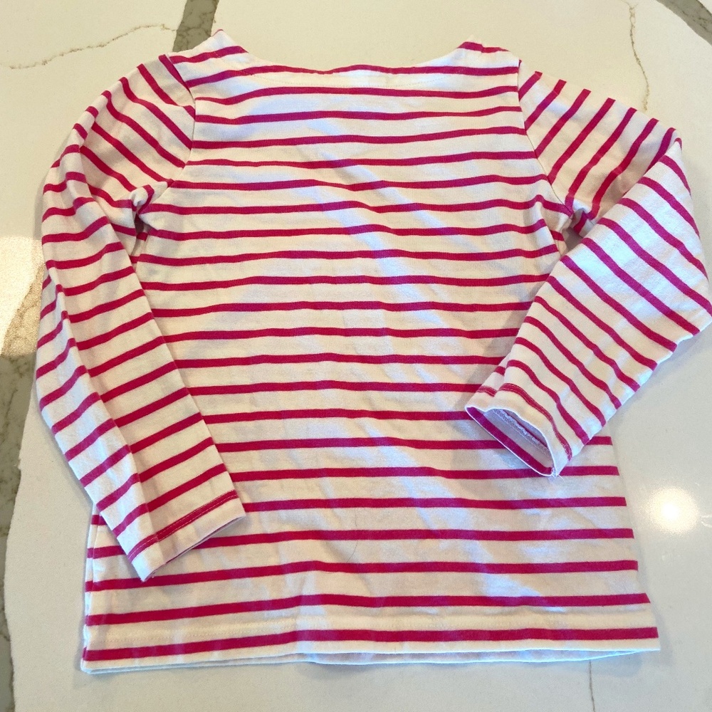 Mini Boden Pink and White Cotton Boatneck Tee